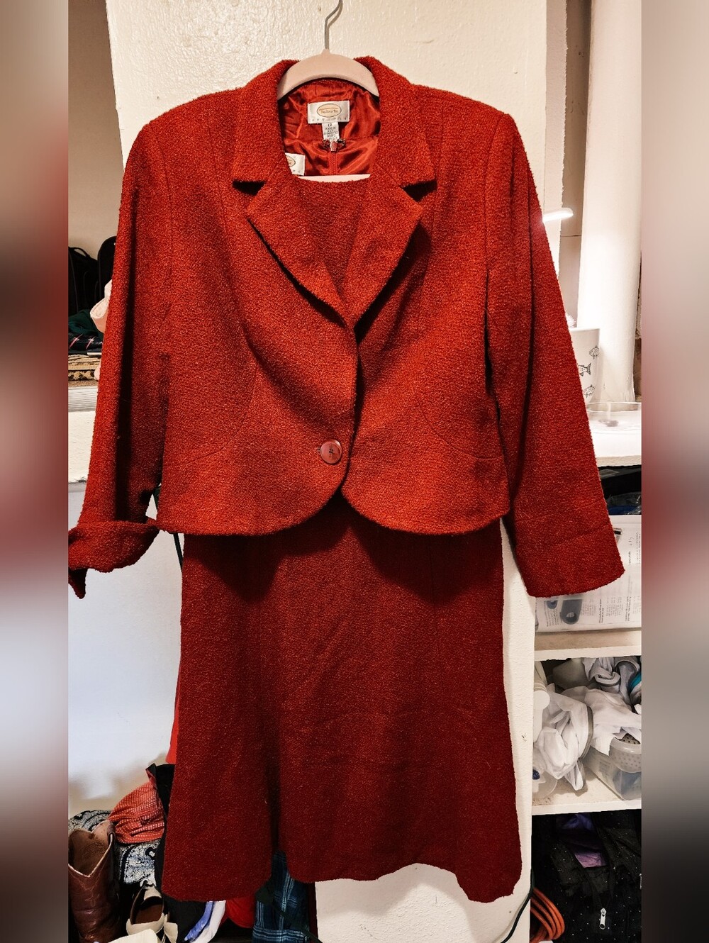 "TALBOTS" WOMEN'S 90'S TWO PIECE WOOL BLEND SET - RED